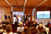 Kai Battenberg (toom), Philipp Rutsch (OBI), Stefan Krantz (OTTO), Claudia Bühler (Umweltstiftung Michael Otto), Stefanie Eichiner (Pfleiderer), Volker Hessel (Erwin Hymer Group) Bild: Kathleen Friedrich